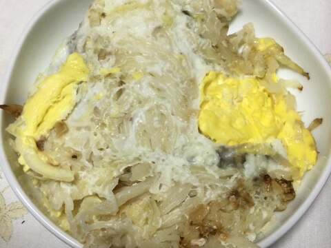 素麺とキャベツの卵焼き